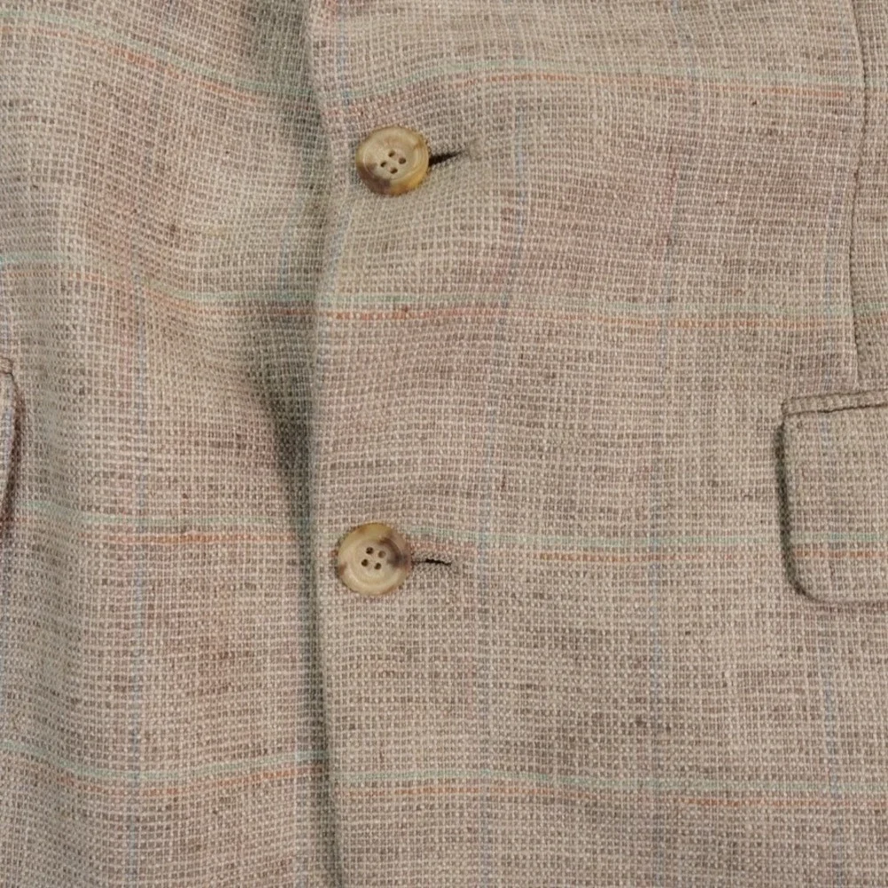 VTG Bill Blass Blazer Mens 42 Long? Sport‎ Coat Beige Textured Linen? USA Made